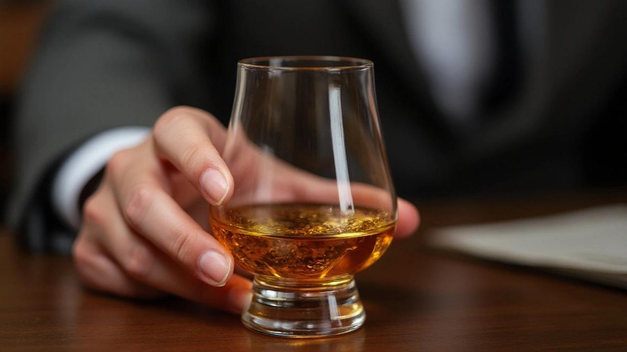Whisky served in a glass with ice